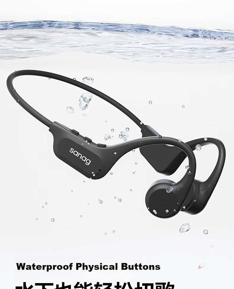 SANAG Cenab B60S Pro Bone Conduction Swimming Headphones, IP68 Waterproof And Sweatproof, Bluetooth Sports Running Dedicated, Open-Ear Design, 32GB Internal Memory 20