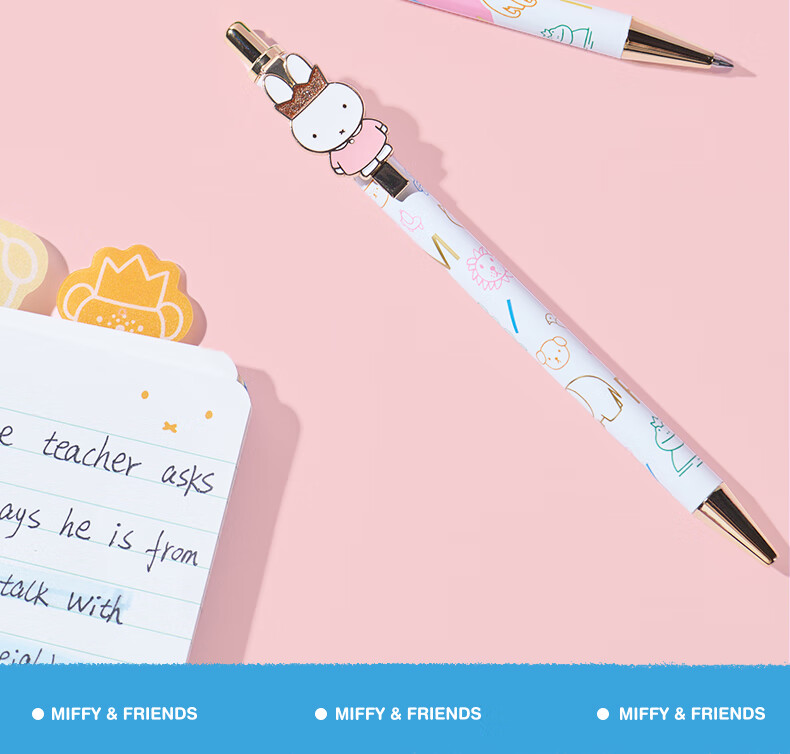 M&G Stationery, Miffy Always Together Metal Retractable Black 0.5mm Gel Pen, High-Quality Smooth Writing, Exam Office Bullet Tip Signing Pen, 1 Piece Pack, Pink And White FGPY8631D1 5