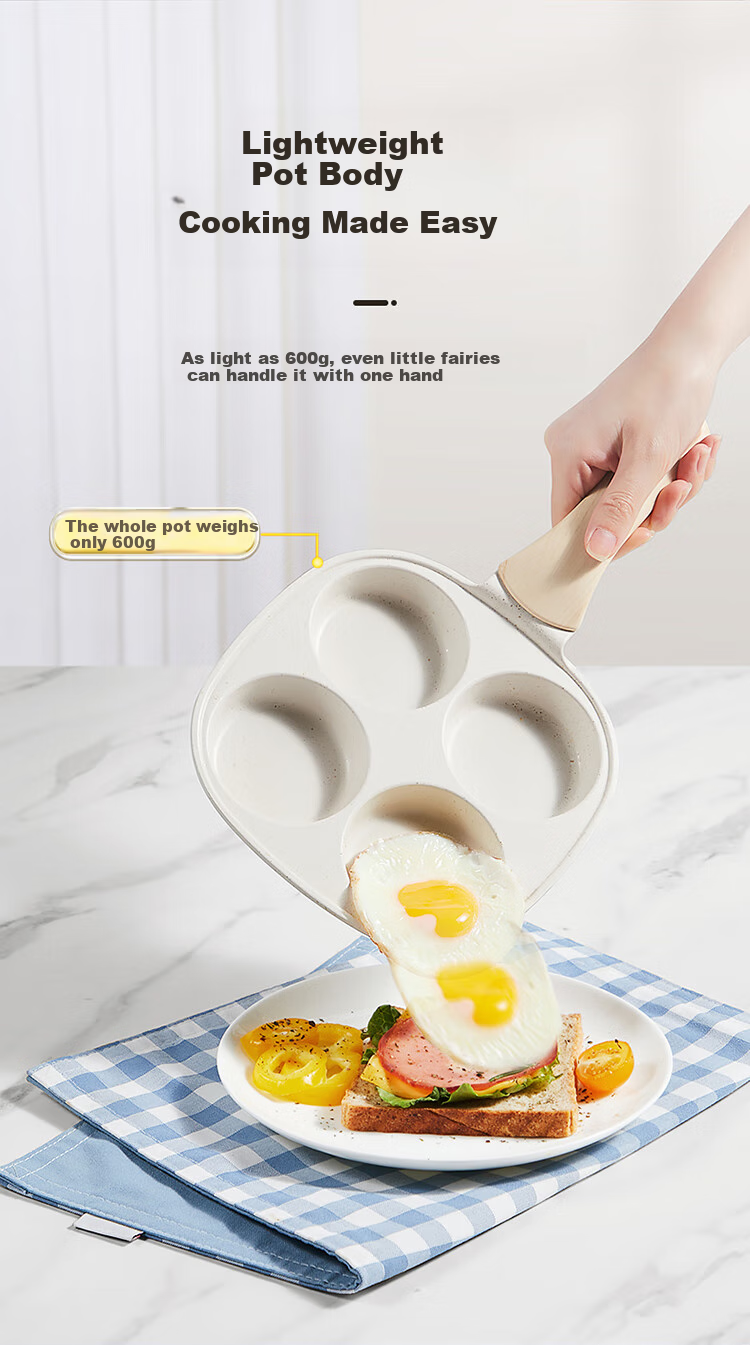 COOKER KING Breakfast Essential: Pancake Maker, Egg Frying Pan, Burger Pan, Four-Hole Breakfast Griddle, 18cm 6