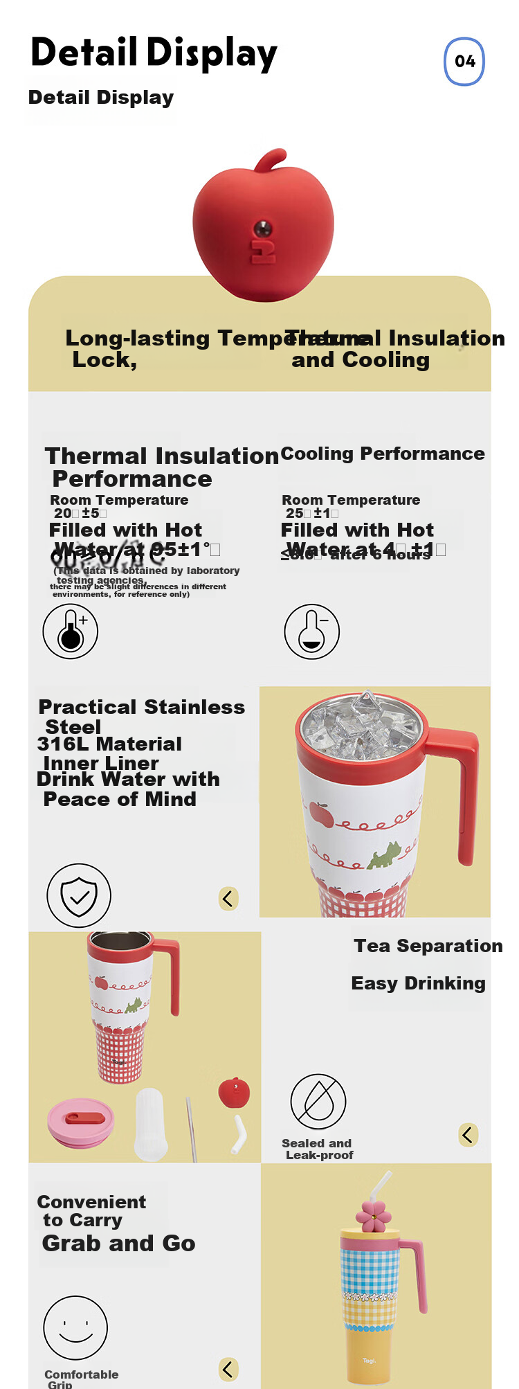 Tagi, Tiaohua Tiantan Straw Autumn And Winter Insulated Cup, 316L Stainless Steel Inner Liner, Duntun Cup, Hot Water Cup, Mid-Autumn Festival Gift 8