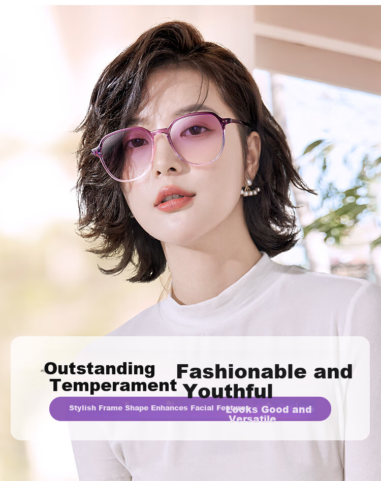 Mr. PuTian Anti-Blue Light Reading Glasses for Women, Bifocal Progressive Purple High-End Reading Glasses, 200 Degrees (For Ages 55-59) 2