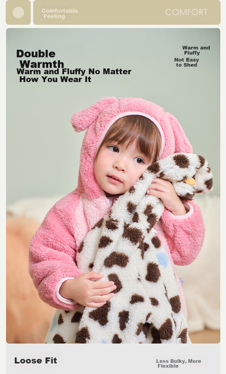 BALABALA Children's Outerwear, Boys And Girls Autumn And Winter Clothing, Baby Coral Fleece Warm Thickened Cute Toddler Jacket Fashio 2