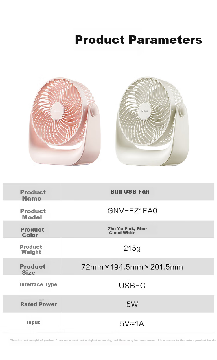 BULL USB Desktop Fan Mini Quiet Small Electric Fan for Home Bedroom Student Dormitory Office Desk Fan Stand Or Wall-Mounted Multi-Purpose - Plug-In Model Miyun White 9