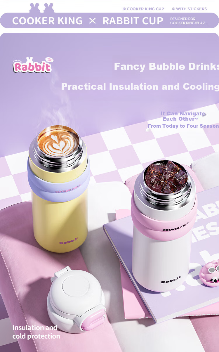 COOKER KING Children's Insulated Cup, 316 Stainless Steel Portable Cup, Large Capacity, for Male And Female Students, Blue, 520ml 9