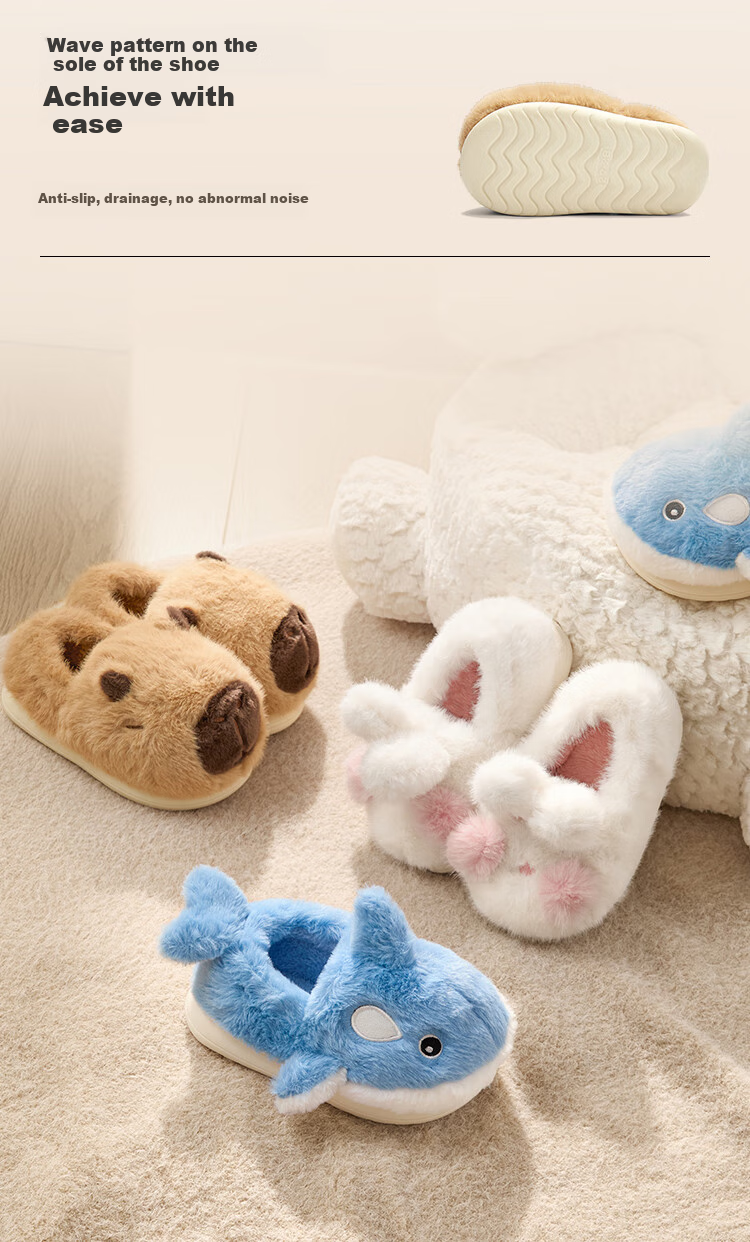 BALABALA Children's Cotton Slippers for Boys And Girls, Baby Home Shoes with Heel Covers, Autumn And Winter Cotton Shoes, Animal Design, 208425141227 3