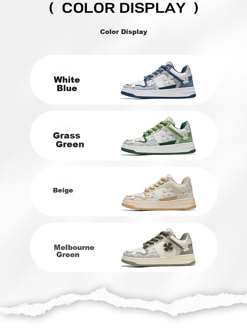 LUCKY BRAND Sneakers, Women's Shoes, Couple Style, Four-Leaf Clover American Outdoor Breathable Men's Casual Shoes LY0003, White And Blue, Size 36 9