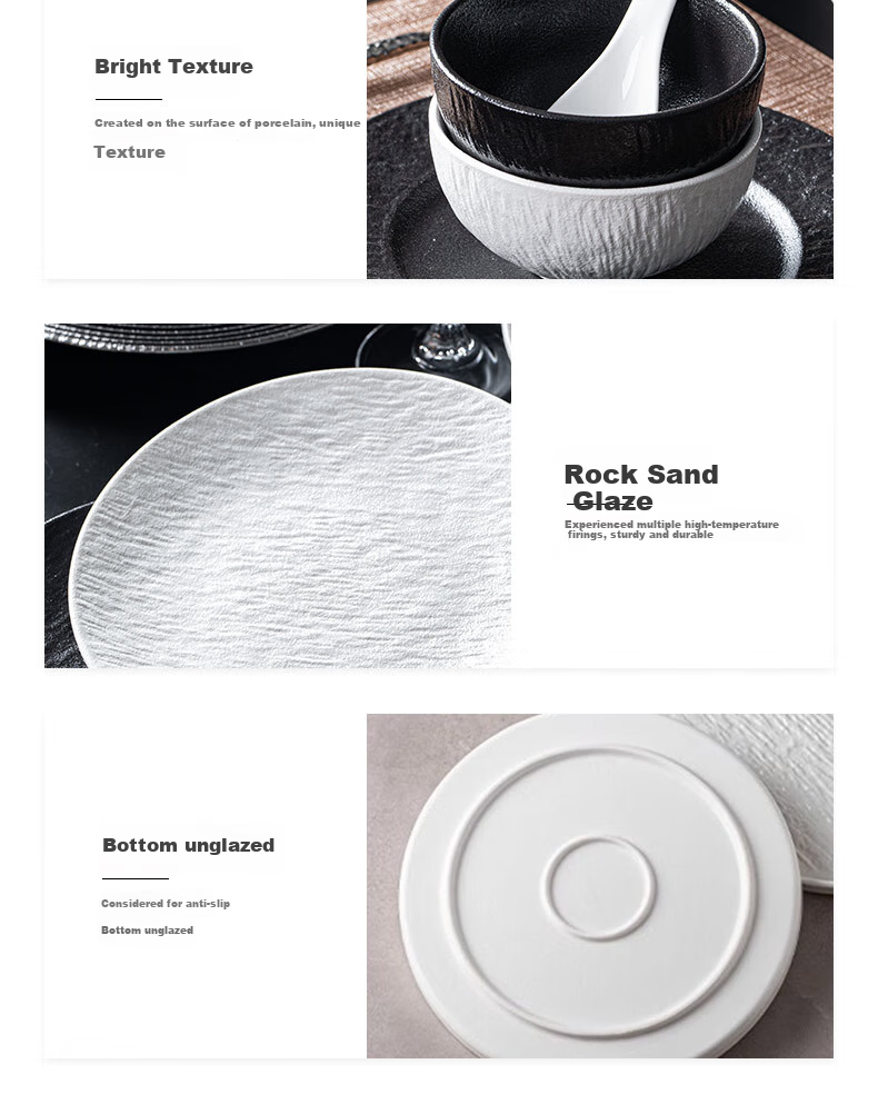 CERAMICS Japanese Underglaze Ceramic Bowl And Plate Dinnerware Set, Housewarming Gift, Black And White Rock Pattern, 29-Piece Gift Box Set for Mid-Autumn Festival 12