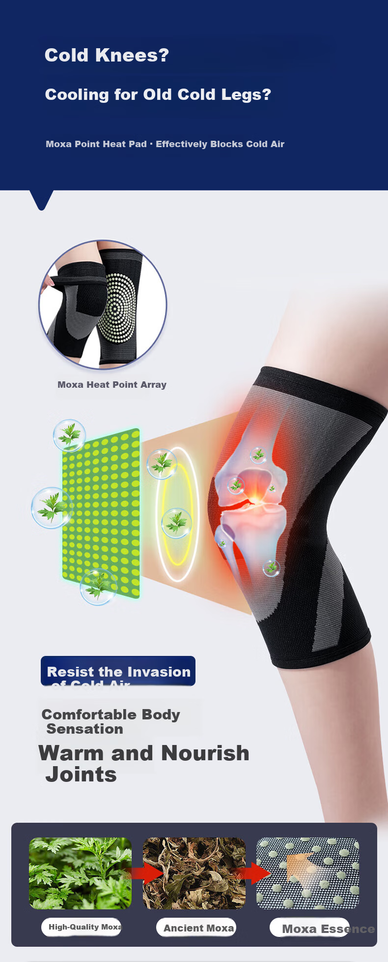Fashuo Herbal Heat Knee Brace, Warmth for Cold Legs, Meniscus Injury, Arthritis, Effusion, Knee Protection against Cold 3