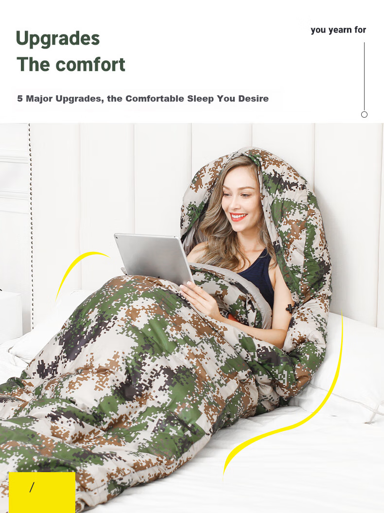 BeiJiLang Thickened and Widened Autumn Winter Outdoor Warm Sleeping Bag Tent Camping Office Nap Cold Resistant Sleeping Bag Quilt 5