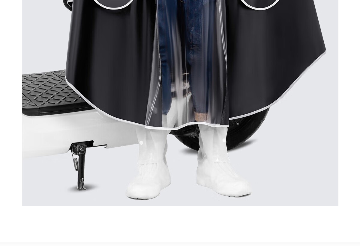 BWNK Electric Bike Raincoat Single Rider Adult Portable One-Piece Rain Poncho Black 17
