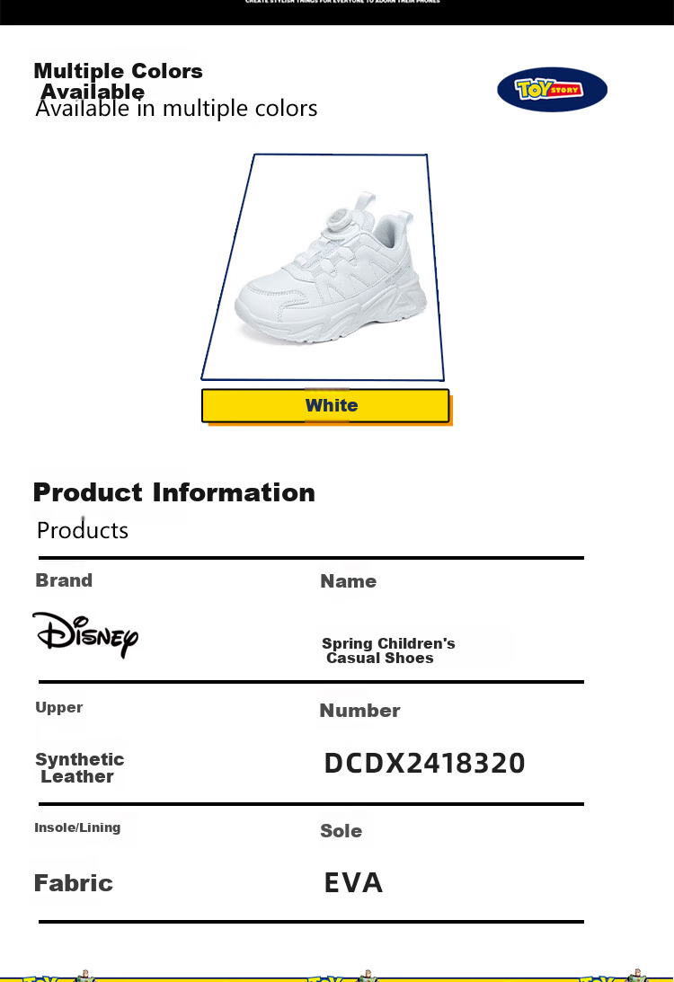Disney Children's Running Shoes for Boys And Girls, Outdoor Spring And Autumn White Sneakers, Breathable Sports Shoes for Older Kids, 319 Double Mesh, Size 33 11
