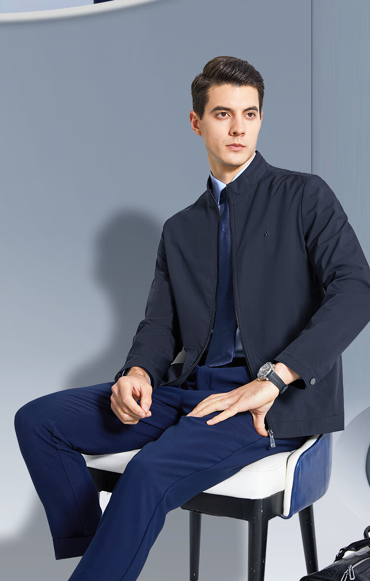 FIRS [Tie-Knit Stand Collar] Jacket for Men, 2026 Spring And Autumn New Business Casual Commute Stand Collar Comfortable Menswear 2