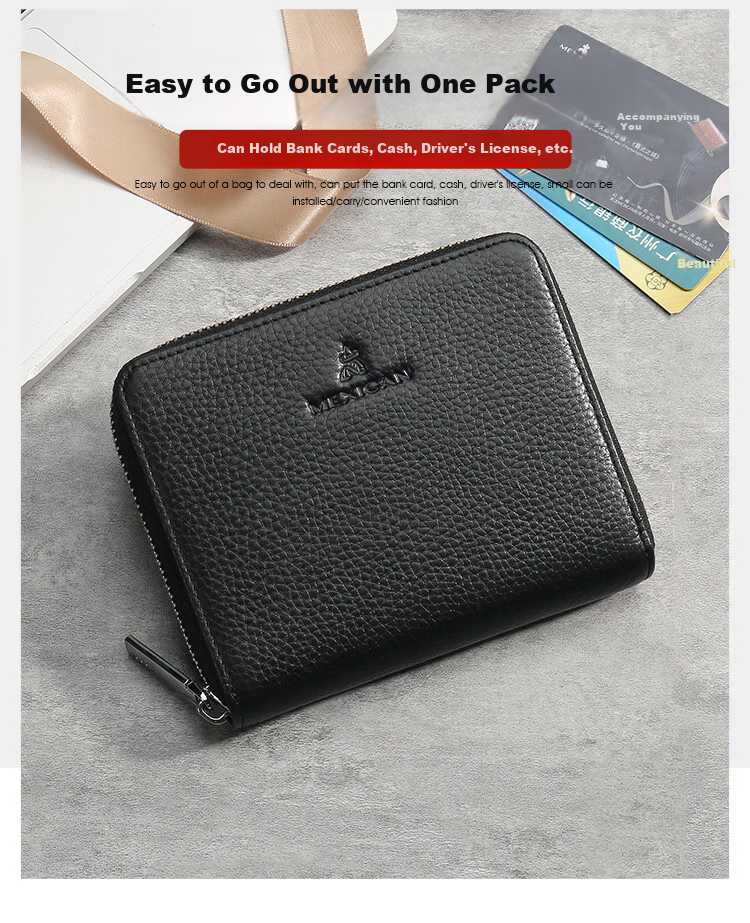 MEXICAN Genuine Top-Grain Leather Card Holder for Men, Large Capacity Card Case with Multiple Slots, Accordion Wallet for Business Cards And ID Documents, Black 3