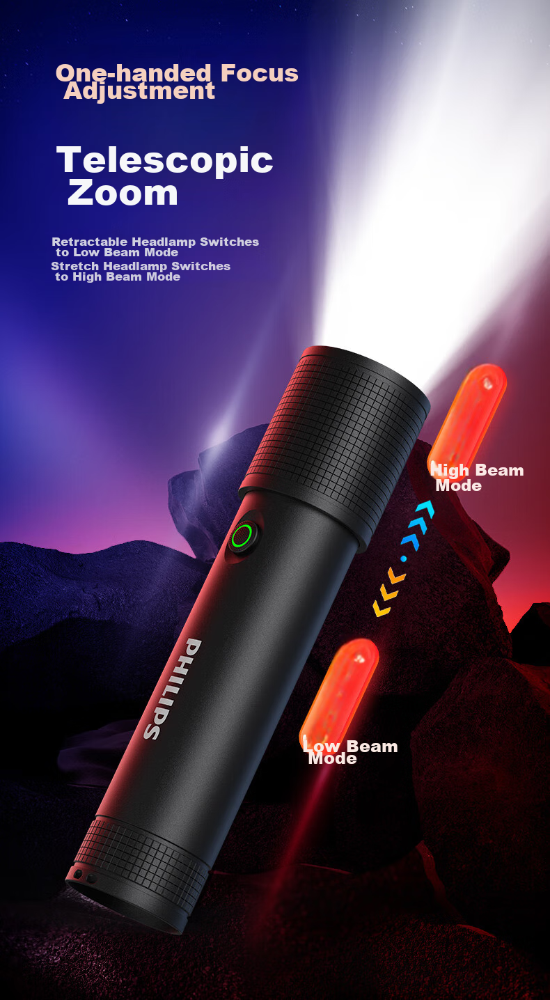 PHILIPS Flashlight, High Brightness, Long Battery Life, Outdoor Survival, Super Bright, Home Use, Compact Outdoor Lighting, Emergency Light SFL2185 3