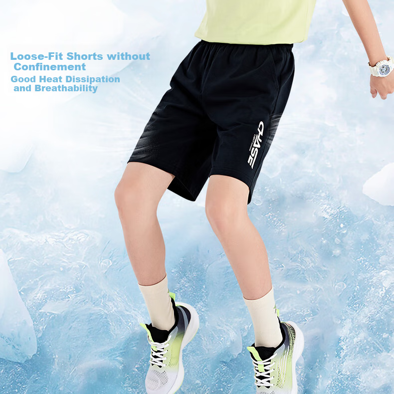361° Children's Clothing, Kids' Shorts, Summer Boys And Girls Sports Elastic Breathable Knit Knee-Length Pants, Classic Black, Size 170 7