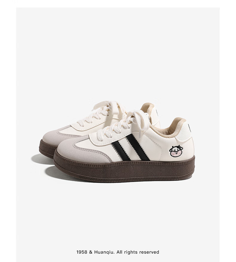 Global Korean Style Cow Print Sneakers Women 2026 Spring New Versatile Sports Casual Embroidered Trainer Shoes Beige Size 40 6