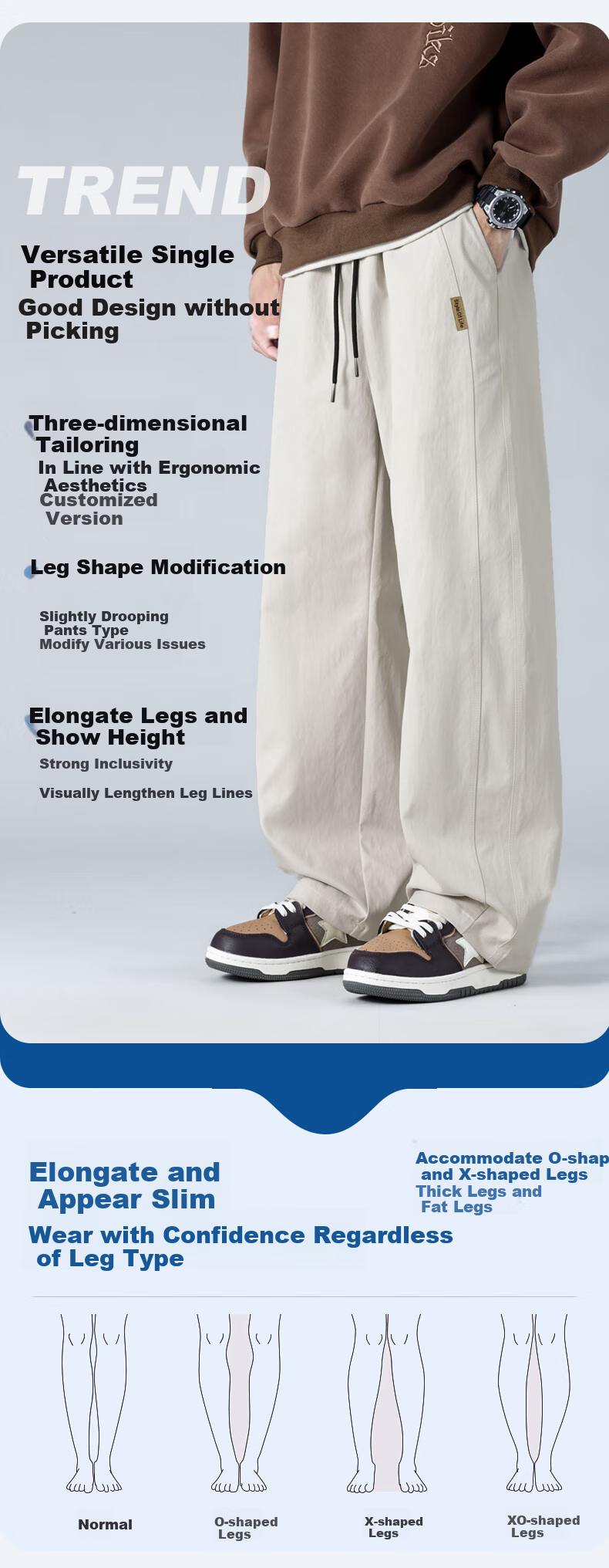MMOPTOP Striped Lightweight Straight-Leg Pants for Men, Spring And Summer Trendy Loose-Fit Athletic Wide-Leg Casual Trousers K23117 Apricot Color M 3
