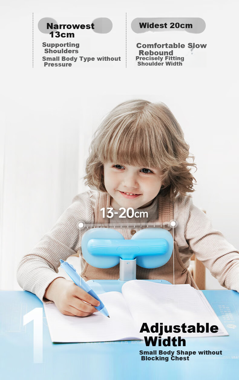 Jianqiaoshu [Lowest Price Online] Posture Corrector for Children's Desktop Version, Elementary School Student Anti-Low Head Writing Posture Corrector, Anti-Hunchback Back-To Gift, Sea Salt Blue 16