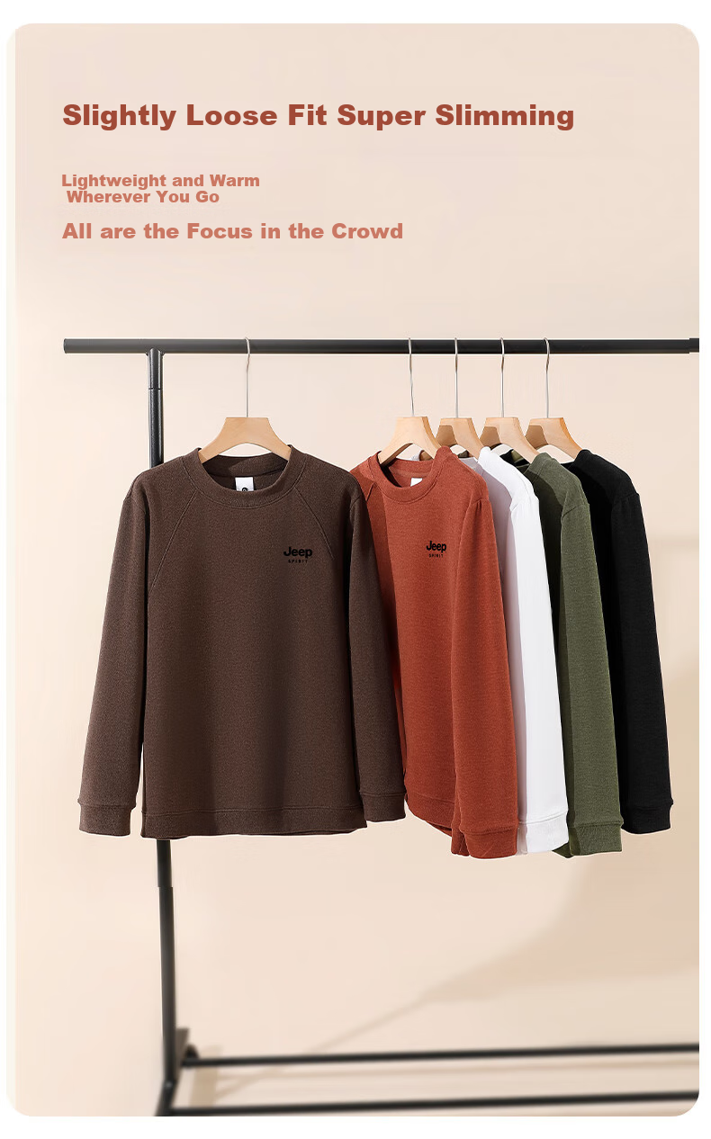 JEEP SPIRIT Men's Sweatshirt 2025 New Autumn Casual Outdoor Crewneck Hoodie Black 3XL 8513 11