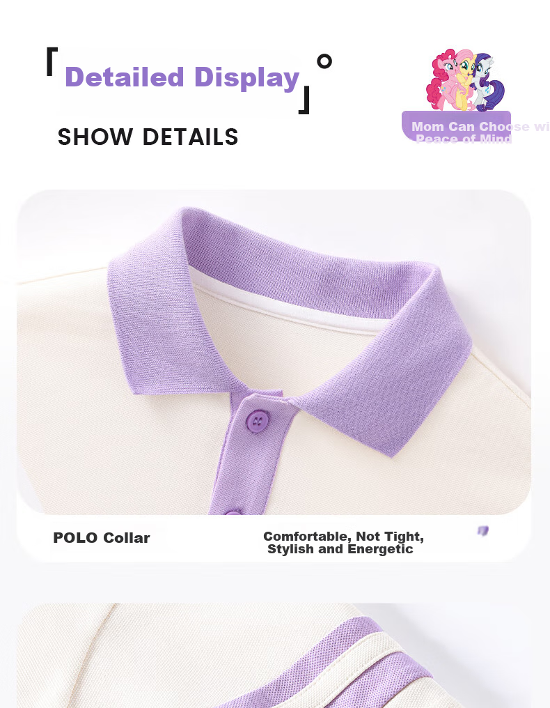 MY LITTLE PONY Girls' Preppy Style Set, Children's Summer Cool Sports Short-Sleeve Outfit, Purple, Size 110 12