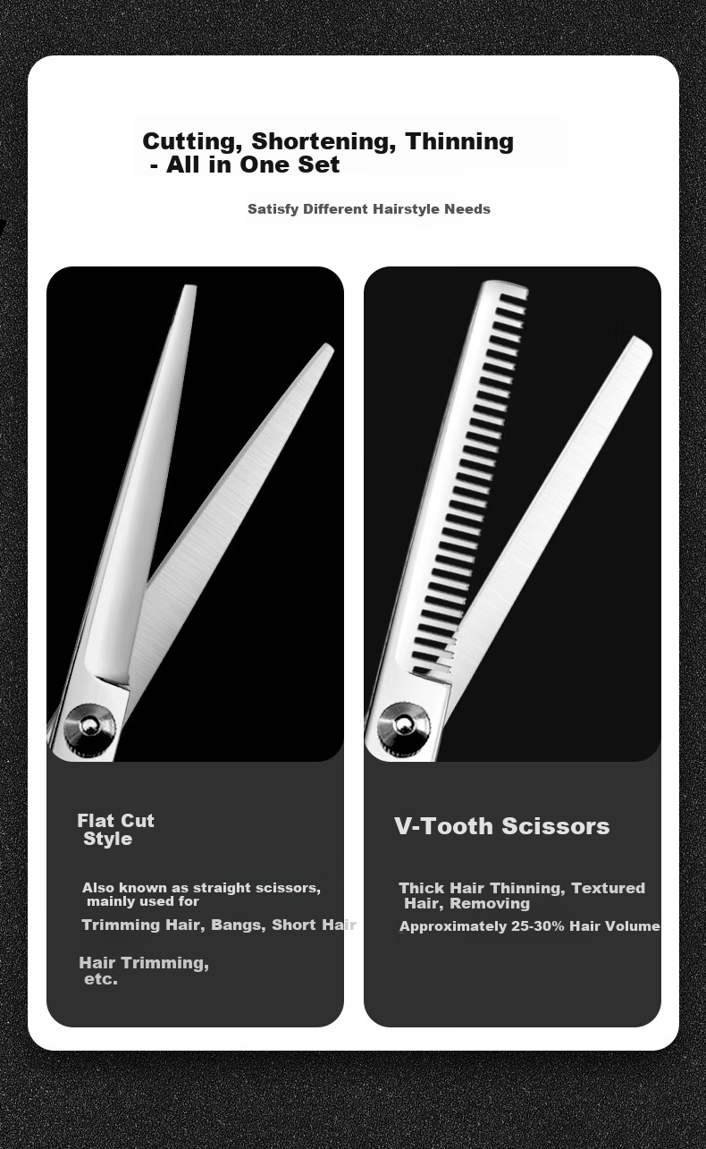 Qiman Hair Cutting Scissors, Hair Trimmer, Thinning Shears, Straight Scissors, Haircutting Tool, Bangs Trimmer, Professional Adult And Children's Hair Cutting Scissors Set, Father's Day Gift 2