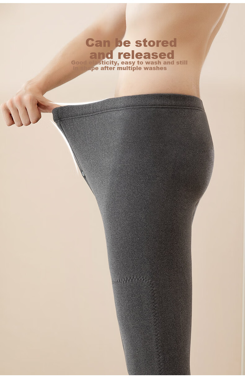 Fentengkean Men's Thermal Underwear with Wool And Mulberry Silk Knee Protection Patch, 300g Cationic Brushed Fleece Cold-Proof Pants Q0014 8