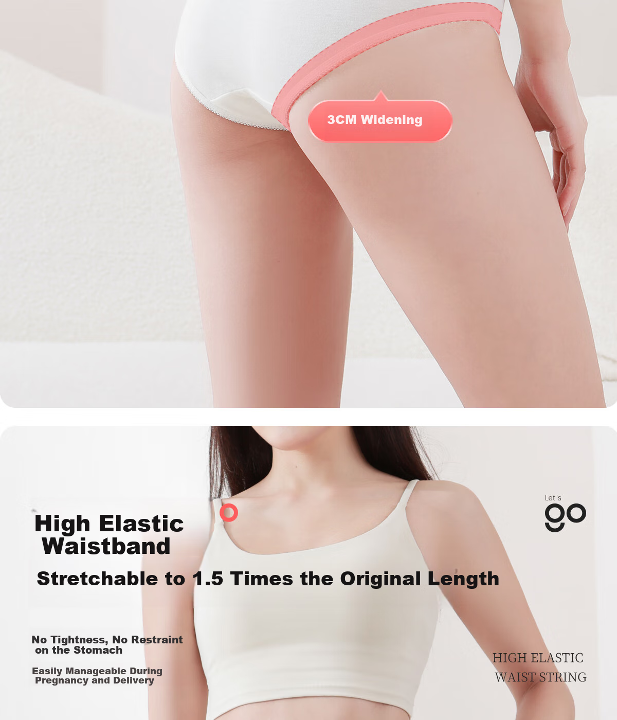 Freego Disposable Women's Pure Cotton Underwear, Sterile, No-Wash, for Travel, Pregnancy, Postpartum, Menstruation, Portable, Individually Packaged, XL 12