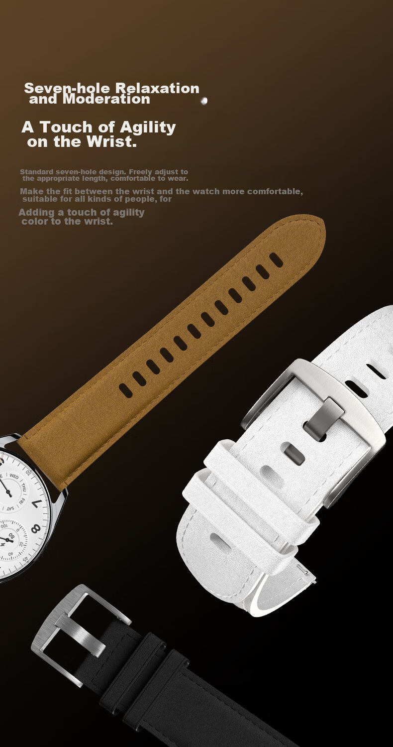 CangHua Genuine Leather Watch Strap Compatible with Xiaomi Watch 5/S5/S4/S4 Sport/S3/S2/S1/S1Pro/color2, Business Style Wristband, Black 12
