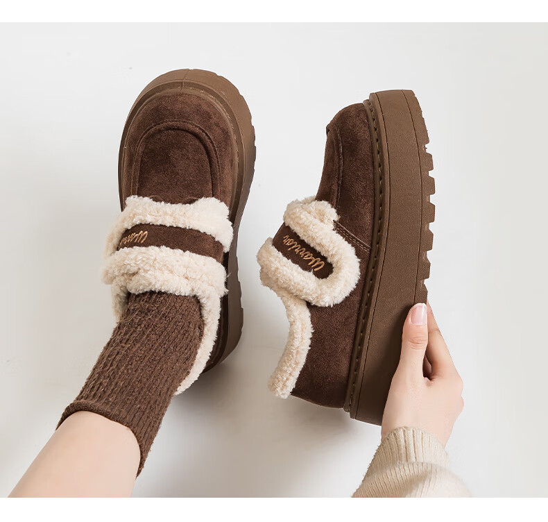 Warrior Women's Cotton Shoes 2025 Winter New Plush Boots Warm Versatile Sports Cotton Boots Brown Size 39 7
