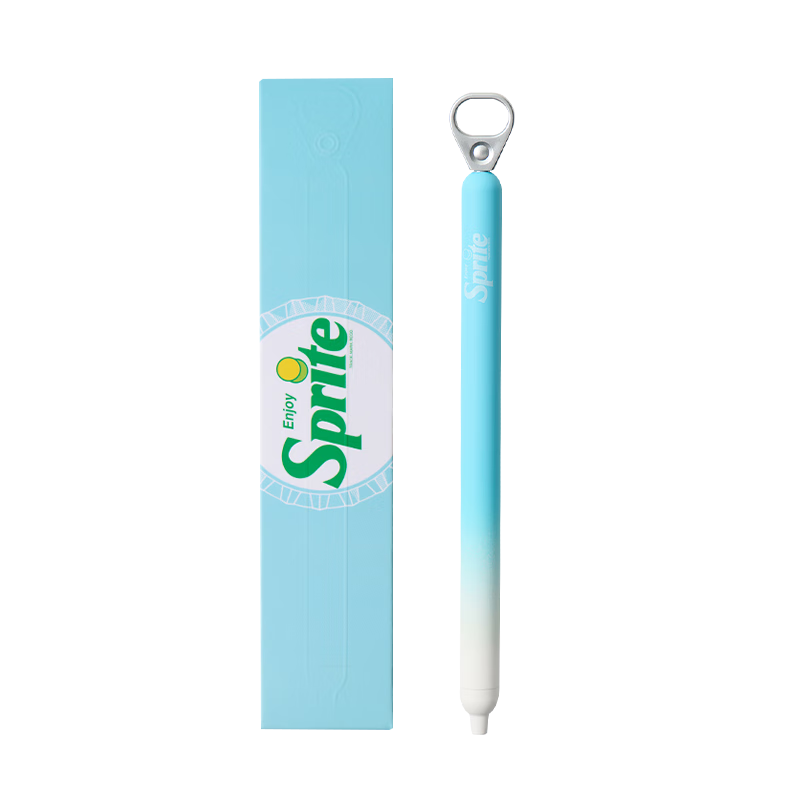 KACO Sprite Co-branded 0.5mm Retractable Gel Pen Student Exam Writing Pen Ins Stylish Niche Black Ink Carbon Pen Fresh Blue Barrel 1pc