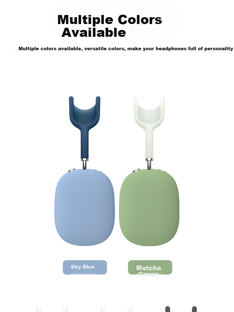 ESCASE AirPods Max 2nd Generation Protective Case, Compatible with Apple First And Second Generation Wireless Noise-Cancelling Earphones, Silicone Ear Covers, Headband Ear Caps, Anti-Scratch Full Coverage Three-Piece Set, Sky Blue 8
