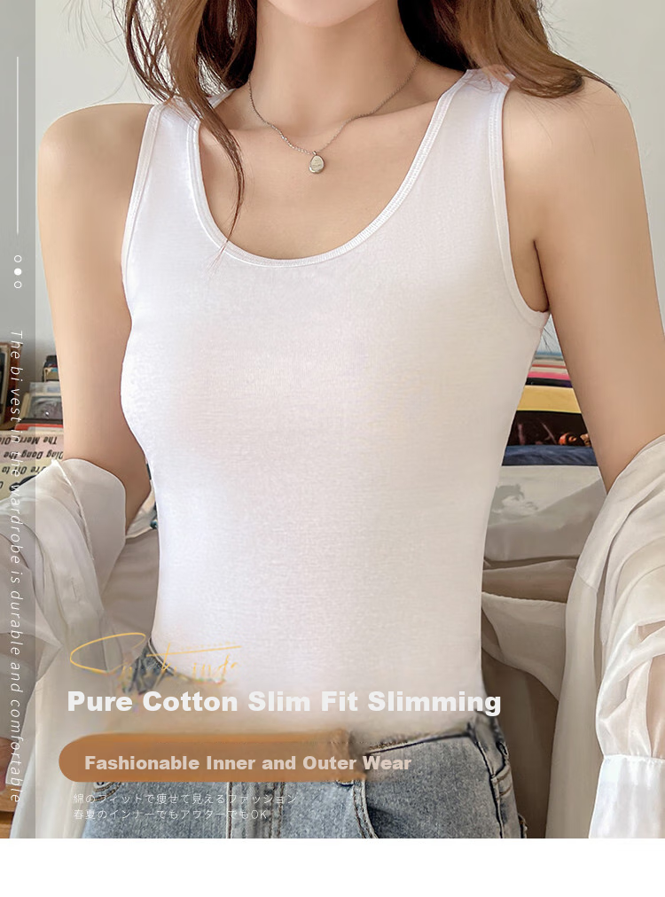 LangSha 100% Pure Cotton Women's Tank Top, Summer Undershirt, Sleeveless Vest, Base Layer, 2026 New Style 1