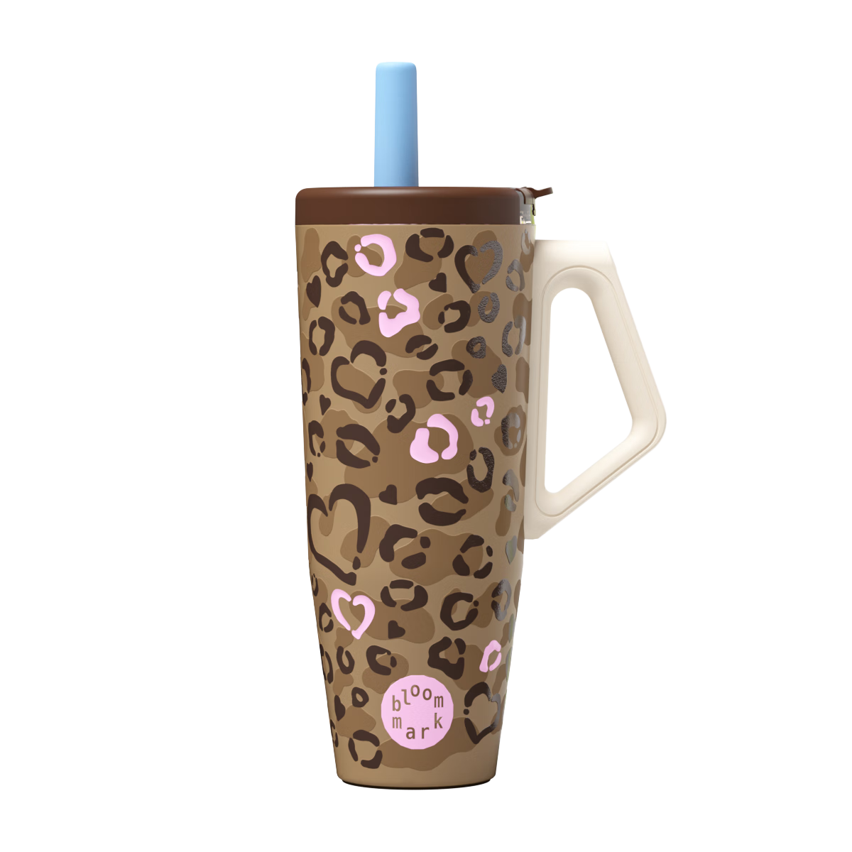 BLOOMMARK Car Leopard Print Straw Large Capacity 316 Food Grade JD Self-operated Insulated Water Bottle for Men and Women - Candy Pleats