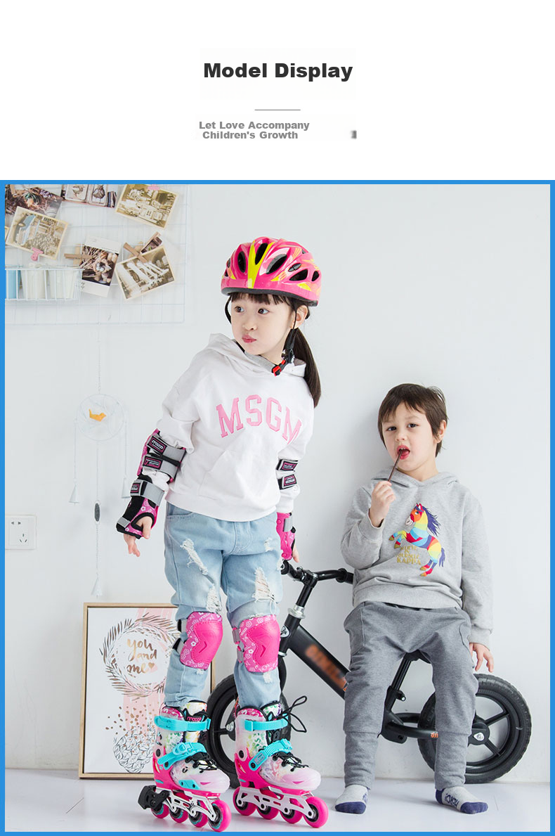 Migao Roller Skates for Children, Inline Skates for Boys And Girls, Flat Skate Shoes, Complete Set with Adjustable Straight Wheels, S7 Pink Set, Size L 13