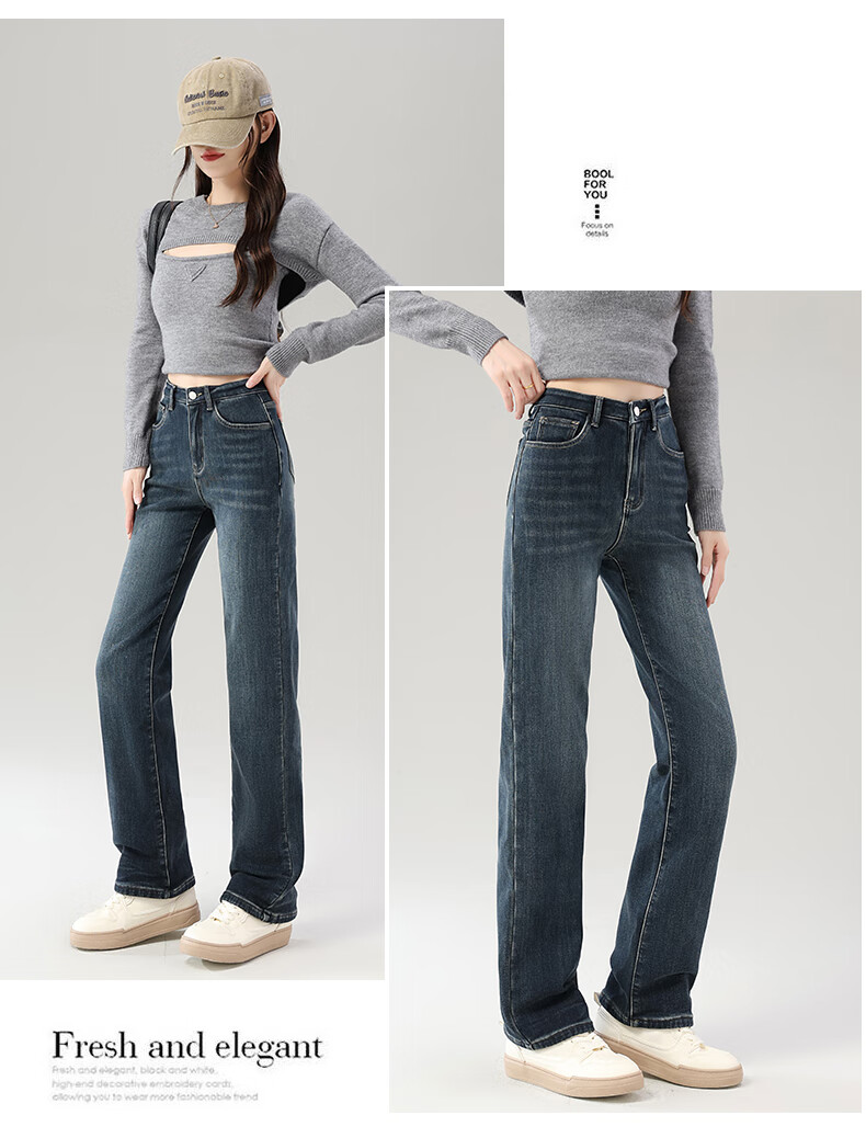 Jeanswest Women's Summer Trendy Straight-Leg Stretch Slim Fit Blue-Grey Cigarette Pants XL 11