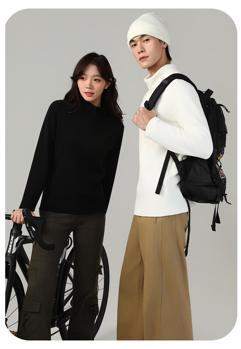 LangSha Unisex Fleece Pullover Half-Zip Stand Collar Windproof Polar Fleece Long Sleeve Base Layer 7