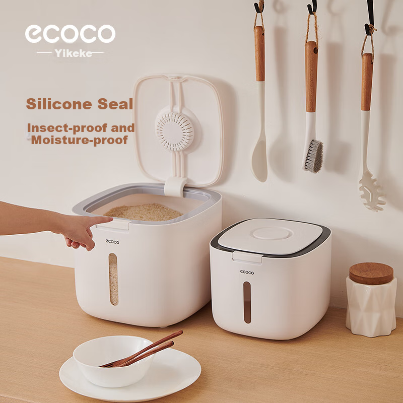 Ecoco Rice Container with Insect-Proof Design, Moisture-Proof Rice Storage Bin, Flour Storage Jar, Storage Box for Grains E2005