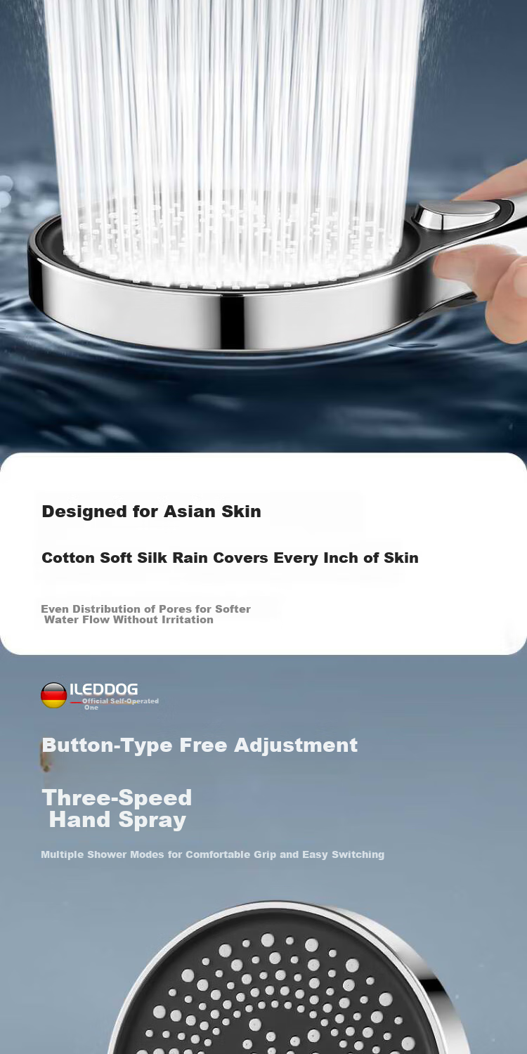 ILeddog [Germany], Pressurized Shower Head, Bathroom Bathing, Multifunctional Handheld Shower Head Set, HL-005 7