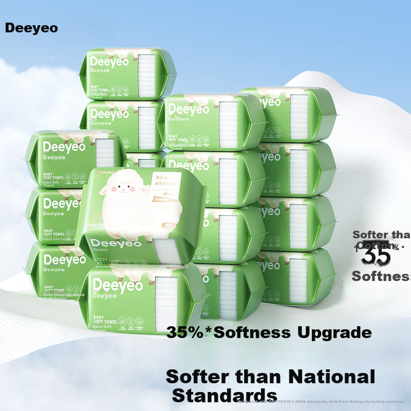Влажные салфетки DeYou Baby Soft Wipes, 80 шт. * 6 упаковок. Одноразовые салфетки для лица, влажные и сухие, мягкие очищающие салфетки из хлопка, утолщенные полотенца для лица