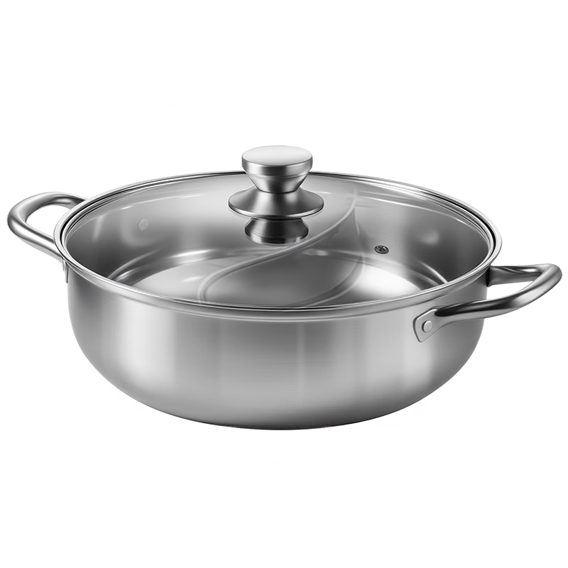 CHIGO 304 Stainless Steel Hot Pot Dual Flavor Large Capacity Hot Pot Suitable for Gas Stove and Induction Cooker 30cm