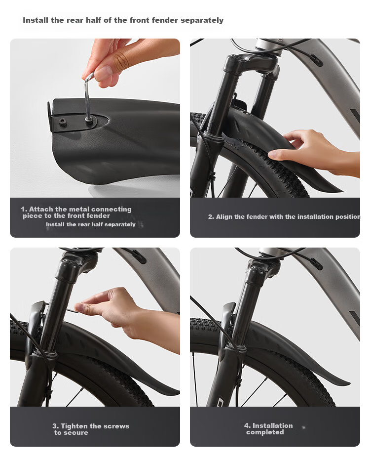 JD Original D1 Bicycle Mudguard for Mountain Bike And Road Bike, Quick Release, Widened And Lengthened, Mud Removal Accessory, Black 6