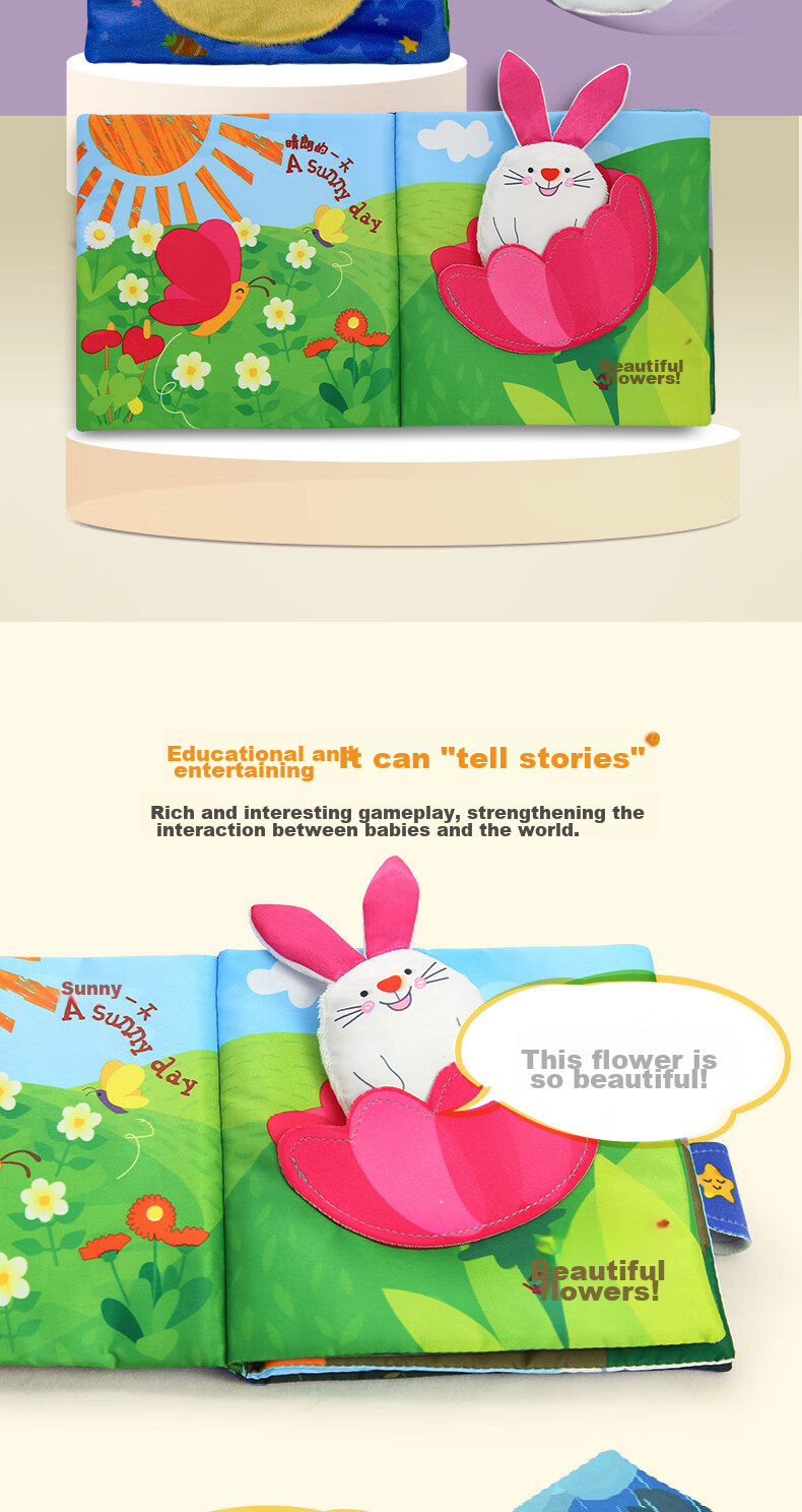 LALABABY Baby Cloth Book, Early Education Tear-Resistant Infant Toy, Touch And Feel Gift Box Set, 4 Pieces 8