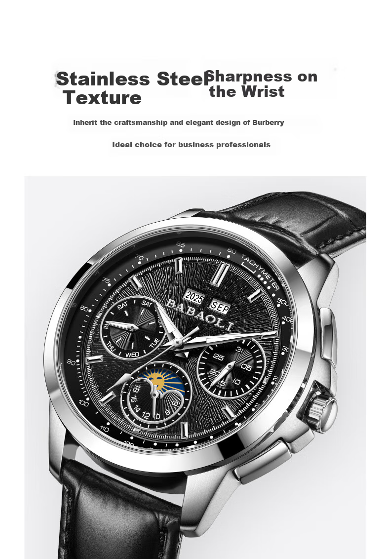 Babaoli Brand Men's Watch, 2026 New Model Fully Automatic Mechanical Watch with Luminous Dial And Date Display, Top Ten Birthday Gift for Boyfriend 8