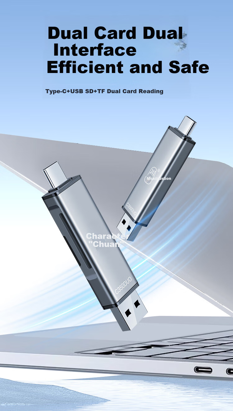 Chuanyu USB 3.2 Apple/Type-C Card Reader TF/SD Dual Card Compatible with Computer Tablet Phone DJI Drone Apple 17/16 Sports Camera 1