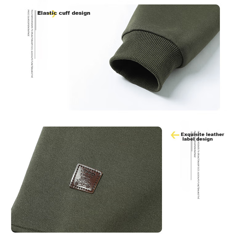 JEEP SPIRIT Stand-Collar Sweatshirt for Men, Autumn And Winter New Style Pullover Zip-Up Inner Layer Base Shirt 2588 Army Green 4XL 5