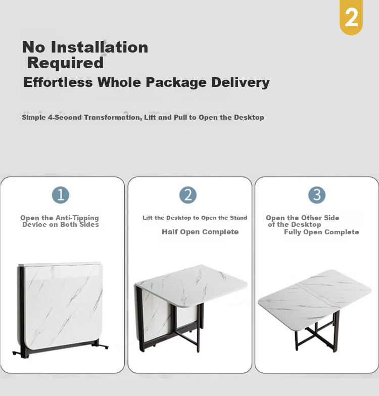 KULIN Folding Dining Table, Compact Size, Mobile Eating Table, Multi-Functional Extendable Ultra-Thin Square Table for Home Use, White, 1.2 Meters 5