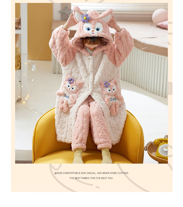 LangSha Baby Girls Coral Fleece Pajamas Autumn Winter 2025 New Children's Bathrobe Winter Stylish Homewear for Little Girls 10