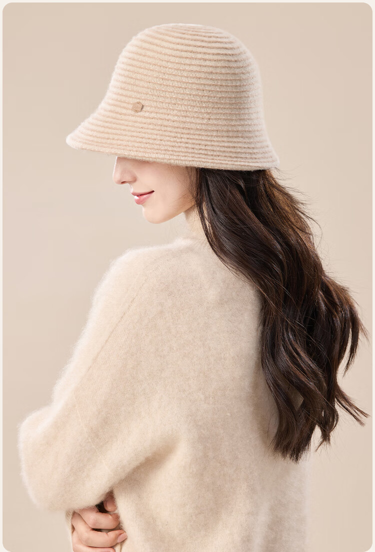 JIUMU Wool Warm Fisherman Hat Autumn Winter Slim Face Bucket Hat Elegant Fedora Winter Windproof Cold Resistant Hat for Women 5