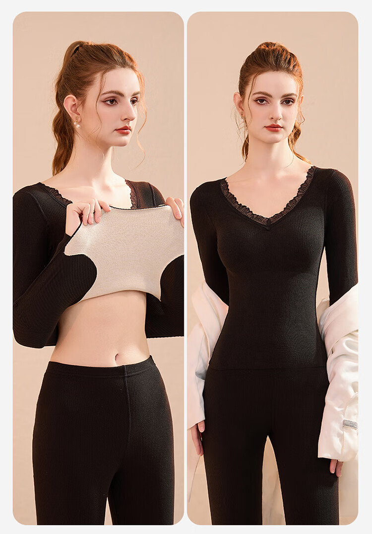 Urban Beauty Women's Cashmere Silk Patch Thermal Top with Chest Pad 2025 New Autumn Winter Thermal Underwear 3