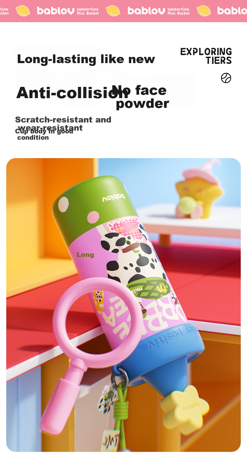 BABLOV Huaban Sen Insulated Water Bottle for Women High-Value Large Capacity Student Portable Straw Cup 9